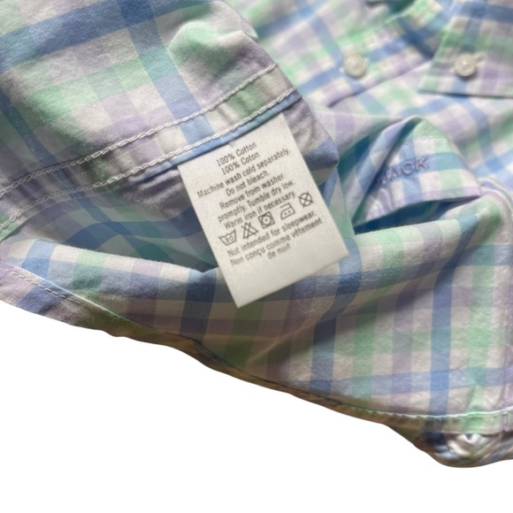 Janie and Jack Spring Easter Soft Pastel Blue Green Plaid Shirt Boys Size 4T - Picture 3 of 5